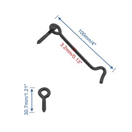 Waziaqoc 4 Inch Hook and Eye Latch (5PCS), Heavy Duty Iron Barn Door Lock Privacy Lock Screw Fixing Type Latch for Sliding Door Barn Door Gate Window Cabin - Black