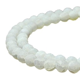 JarTC Nature Frost Cracked Dream Fire Dragon Veins Agate Beads Round Stone Beads for Jewelry Making DIY Bracelets Necklaces 15" (12mm, White)