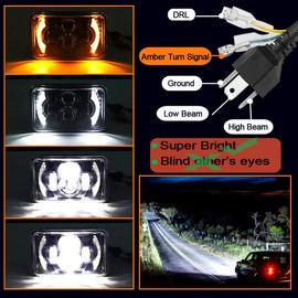DOXMALL 4Pcs Fit For Peterbilt 379 Headlights 4x6 Led Headlights DOT Approved Compatible With H4656 H4651 Headlight Replacement for Freightliner Kenworth Oldsmobile Cutlass Trucks
