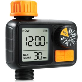 PISKOAN Sprinkler Timer, Programmable Garden Outdoor Hose Feature Timer with Rain Delay/Manual/Automatic Watering System for Lawns Pool (1 Outlet)