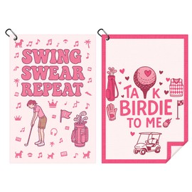 Tudomro 2 Pcs Pink Golf Towel for Women Golf Accessories Funny Microfiber Towel with Clip Christmas Retirement Birthday Gift for Golfer Player Lover