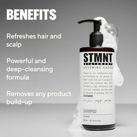 STMNT Grooming Goods Shampoo, 10.1 oz | SLS/SLES Sulfates Free | Activated Charcoal & Menthol | Removes Build Up | All Hair Types