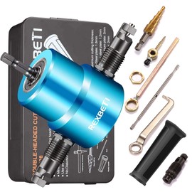 REXBETI Double Head Sheet Nibbler Metal Cutter, Quality Nibbler Drill Attachment for Straight Curve and Circle Cutting, Maximum 14 Gauge Steel