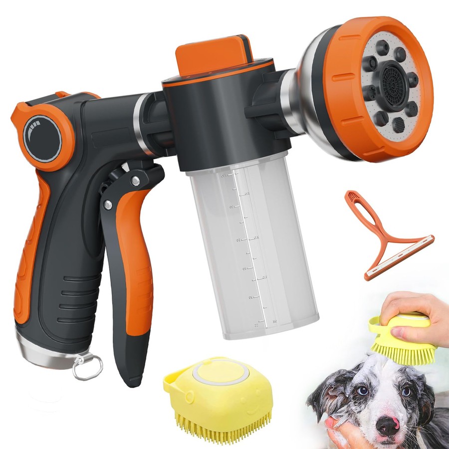 High-Pressure 8-Pattern Hose Nozzle with Soap Dispenser