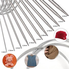 Coopay Pack of 11 Circular Knitting Needles 40 cm, 1.5-5.0 mm Stainless Steel Circular Knitting Needles with Round Needle Gauge, Small Size Circular Knitting Needle Set, Professional Knitting Needles