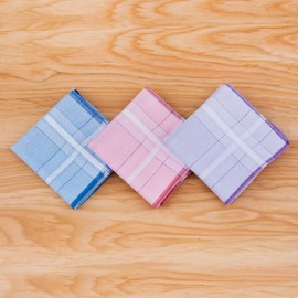 HOULIFE Women's Handkerchiefs Made of Pure Combed Cotton Handkerchiefs 3 Colours for Everyday Use 6/12 Pieces 28 x 28 cm Christmas Gifts - 28x28cm