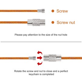 20pcs Stainless Steel Wire Keychains Aircraft Cable Cable Key Ring for Hanging ID Tags or Luggage Tags,6.3 inch 2mm Multicolour