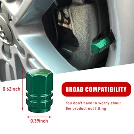 Ziciner 8 PCS Car Tire Valve Stem Caps, Aluminum Alloy Wheel Valve Covers with Rubber O-Ring, Corrosion Resistant Leak-Proof Tire Air Cap Set, Universal for SUV, Truck, Motorcycle, Bike (Green)