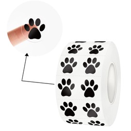 Yeachlaing Paw Stickers,2000Pcs 0.5 Inch Clear Puppy Dog Paw Prints Stickers,Self-Adhesive Black Bear Paw Stickers Roll
