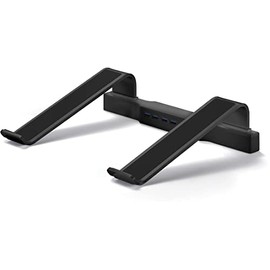 DAC Non-Skid Laptop 4-Port USB 3.0 Hub Notebook Stand, 3"x9.8"x12.1", Black