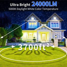 150W LED Outdoor Flood Lights with Plug, 18000lm Bright Work Light with 6ft Cord, 5000K Daylight White Exterior LED Floodlight, IP66 Waterproof LED Security Light Yard Lights for Garage Stadium 2 Pack