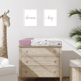 Sweet Jojo Designs Boho Floral Garden Flower Girl Baby Changing Pad Cover Infant Newborn Diaper Table Change Mat Sheet Purple Watercolor Bohemian Farmhouse Wildflower Vintage Shabby Chic Wheat Nature