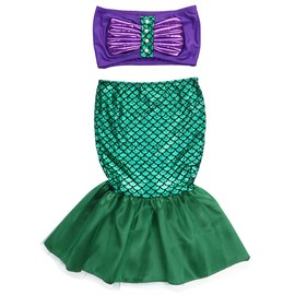Kids Toddler Girl Mermaid Costume Two Piece Swimsuit Bikini Set Bathing Suit Mermaid Tail Skirt Outfit 2-7T (4-5 Years)