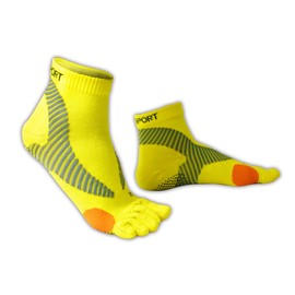 M Magic Sport Merino Wool Blend Non-Slip Toe Socks Five Finger Unisex for Running, Hiking, Cycling (Yellow, L-XL)