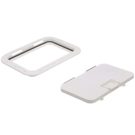 Seachoice White Hinged Hatch, 7 in. X 11 in. Inner Dimensions, Acetone Proof Polypropylene