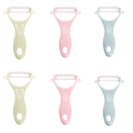 6 Pieces Peeler Ceramic Peeler 3 Color with Ceramic Blade Anti-Rust for Cucumber Potato Aubergine Apple Pear (Pink, Blue, Green)