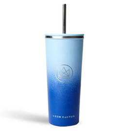 Neon Kactus - Good Vibrations Stainless Steel Tumbler, Insulated Tumblers with Straw and Flip Lid, Double Wall Vacuum Insulated Tumbler Cup for Hot and Cold Drinks, 24oz Capacity