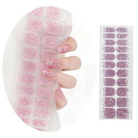 UUDDNN Semi Cured Gel Nail Strips,Works with Any UV/LED Lamps,Pre-Cured,Salon-Quality,Wallet-Frendly,Long Lasting Nail Wraps, Stickers (Pink F, Extra Long)