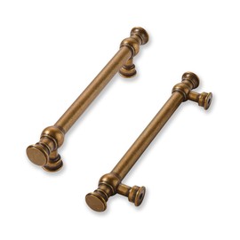 khtumeware 2 Pack 3-1/2inch(89mm) Hole Center Antique Brass Cabinet Pulls Solid Heavy Duty Pull Cabinet Hardware Handle for Kitchens cabinets Dressers Pull for Bathroom