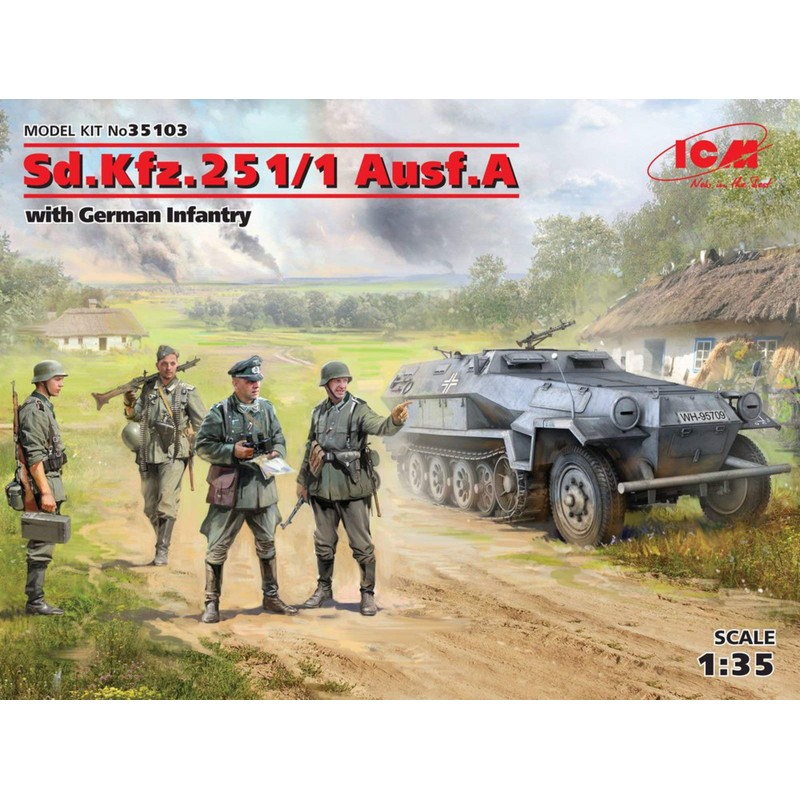 ICM 35103 Sd.Kfz.251/1 AUSF.A with German Infantry Model Kit, Grey,