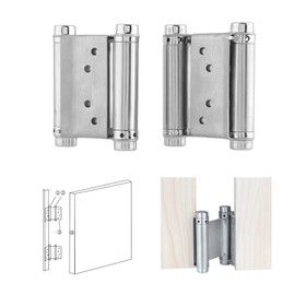 LOOTICH Heavy Duty Double Action Stainless Steel Spring Hinges 3” (78mm) Self Closing for Swing Doors Freegate Saloon Cafe Bar Counter Door Load Capacity 10kg Satin (2 PCS)