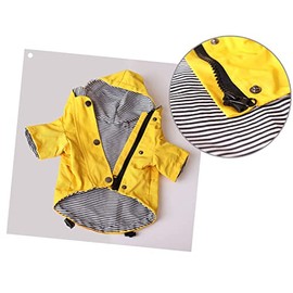 Dog Coats Waterproof Jacket With Zip Up Yellow Raincoat With Hood Clothes Small Dogs