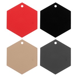 uxcell 4 Pcs Silicone Trivet Mats, Hexagon Silicone Pad Hot Pad Pan Protectors Table Protector Heat Resistant Mat for Countertop, Kitchen, Hot Dishes, Hot Pots and Pans, Multicolor