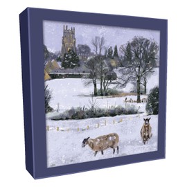 Box of 8 Xmas Scene & Snowy Church Christmas Cards In 2 Designs Boxed Cards XCPS016