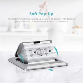 WEBANG Pop Up Floor Outlet Covers Box with 20 Amp Stainless Steel GFCI Tamper/Weather Resistant Receptacle Outlet, ETL Listed, 1 Pack, Silver