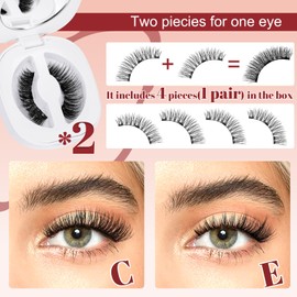 Higu clace Magnetic Lashes Natural Look, 2Pairs Reusable Magnetic Eyelashes Kit with Applicator, Soft Magnetic Lashes without Eyeliner, Easy to Wear and Remove Eyelashes Magnetic (GD-Soft-K01+F)