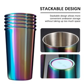 5pcs Stainless Steel Cups 500ml Capacity for Kids Adults Shatterproof Metal Cups for Travel Outdoor Camping Party Family Gathering