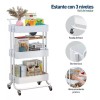 KyomiHome Carrito Organizador Estante Multiusos 3 Niveles Ruedas 360
