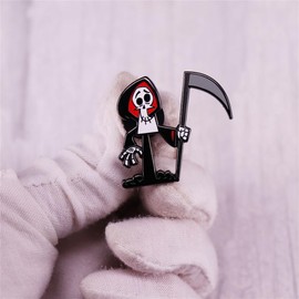 Cartoon Grim Reaper Enamel Pin Badge Ghost Brooches Metal Badges Lapel Pin Inspiration Badge for Jacket Hats Clips Gothic Punk Brooch Jewelry Accessories