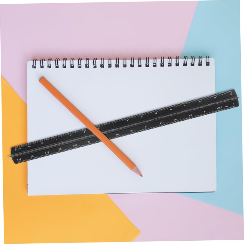 SHINEOFI 30cm Metal Measuring Scale Aluminum Drawing Ruler Precision Triangle