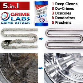 GRIME LABS Washing Machine Cleaner Tablets - Penetrating Deep Clean Washer Cleaner Tablets For Front Loader And Top Load HE - Active Formula Tub Descaler Deodorizer