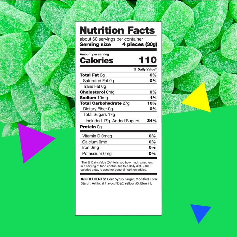Spearmint Leaves Green Jelly Candy (3 Pound Bag)