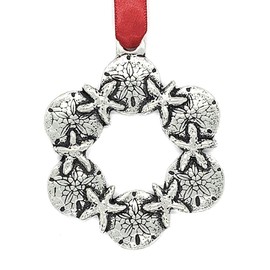 Basic Spirit Pewter Sanddollar Wreath Christmas Tree Ornament Decoration