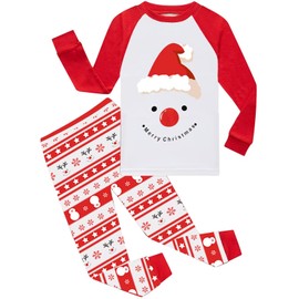 Little bety Boys Christmas Snowman Pajamas Toddler Boys Holiday Santa Claus Pjs Kids Cotton Sleepwear Size 7 Red&White