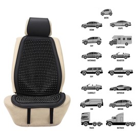 Blueshyhall Cooling Wooden Beaded Car Seat Cover Comfortable Massage Support Cushion for SUV Auto Office Home Seat Chair Black, 1 Pcs
