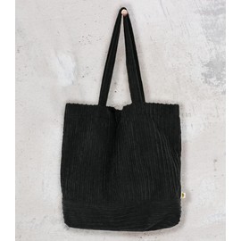 ITAVL Corduroy Oversize Tote bag, Big Capacity Reusable Shopping Bag Casual Handbags shoulder Bag for Ladies College School bookbag Laptop bag for Girls (Black)