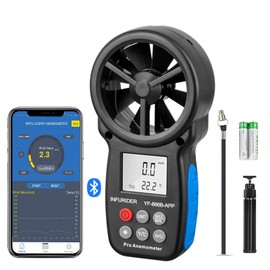 866B-APP-NEW Wireless Air Anemometer, Digital Air Anemometer, Wind Gauge (866B-APP-New), App Connection, Simultaneous Measurement of Wind Speed and Temperature, Backlight and Max/Min/Average Wind