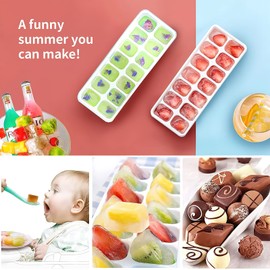 Ice Cube Trays 4 Pack, Airabc Silicone Ice Cube Trays with Removable Lid, Easy-Release Flexible 14-cube Ice Trays, LFGB Certified and BPA Free, Stackable Ice Trays with Covers for Cocktail, Freezer