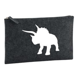 Huuraa Kulturbeutel Triceratops Dinosaurier Geschenk 1 Liter Charcoal Filz Triceratops Geschenkidee