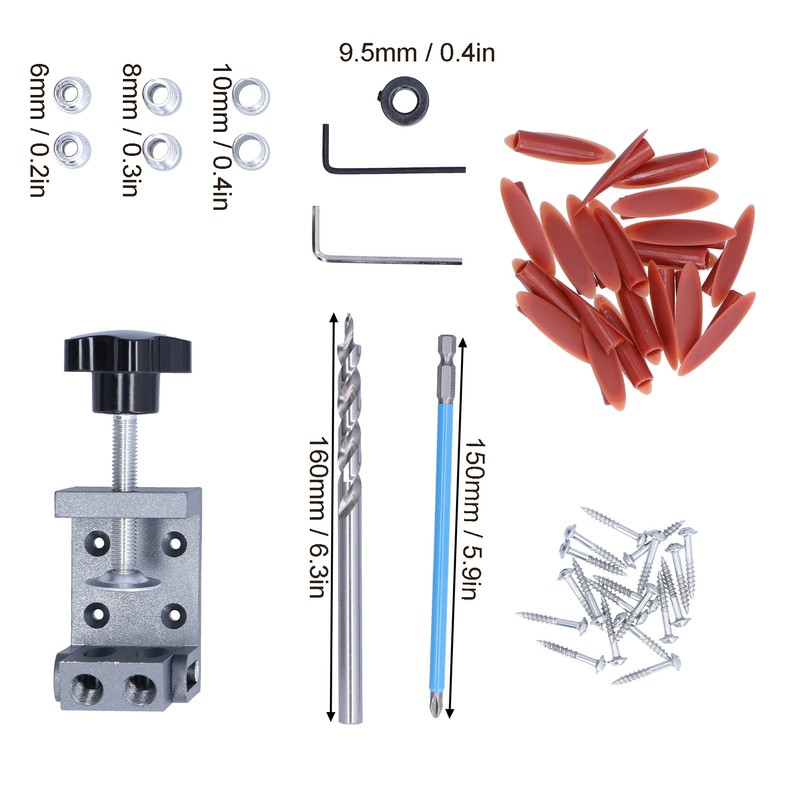 52Pcs Oblique Pocket Hole Jig Inclined 15 Degree Adjustable Drilling