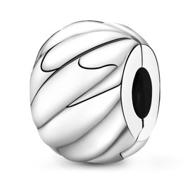 Ruaidhra Sterling Silver Mrano Glass Charms Pendant, Safety Chain Flower Charm Clip Stopper, Charms for Bracelet Necklace, Bead Charms for Women, Sterling Silver