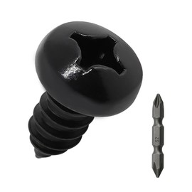 #10 x 1/2" Pan Head Wood Screws (50 pcs), 18-8 (304) Stainless Steel, Phillips Drive Pan Head Self Tapping Screws, Black Oxide Coated Sheet Metal Screws, Fayeploo (with Phillips Driver Bit)