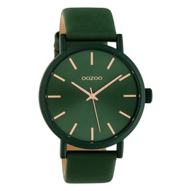 Oozoo Women's Watch with Leather Strap 42 mm Colours of Unicolour, fir green, Strap.