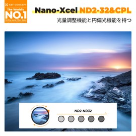 K&F Concept 49mm Variable ND Filter, ND2-ND32+CPL Filter, 2-in-1 Lens Filter, X-shaped Unevenness, Made in Japan, AGC Optical Glass, HD Super Resolution, Low Reflectivity, 28 Layer Nano Coating, Water