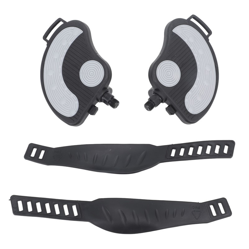 2PCS Exercise Bike Pedals with Straps PP PVC Stainless Steel