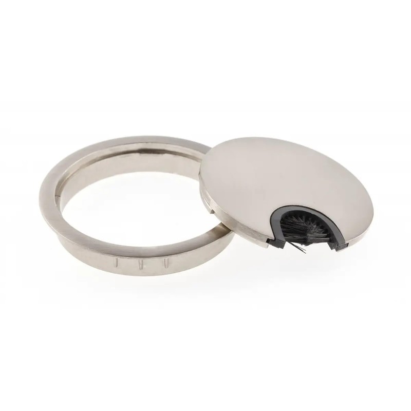 80MM METAL DESK CABLE TIDY OUTLET GROMMET INSERT (Brushed Steel)
